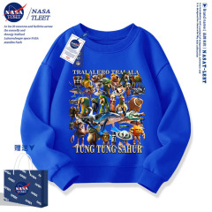 NASA联名国外山海经木棍人男孩女孩上衣圆领卫衣服潮酷新款儿童装