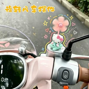 Cute Hello Kitty electric car ornament, wind-powered spinning windmill, bicycle decoration, adorable cartoon car