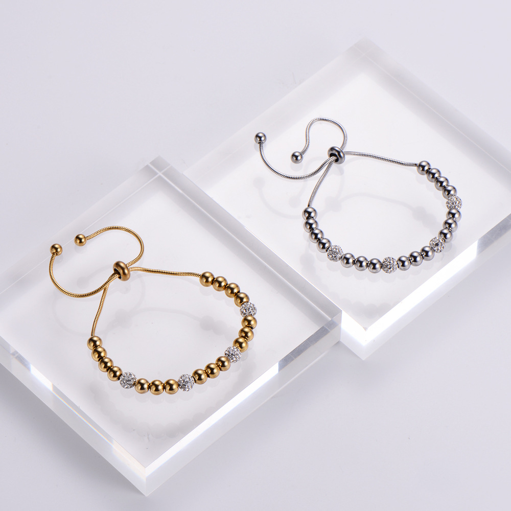 fashion adjustable size snake chain 18k gold beaded bracelet