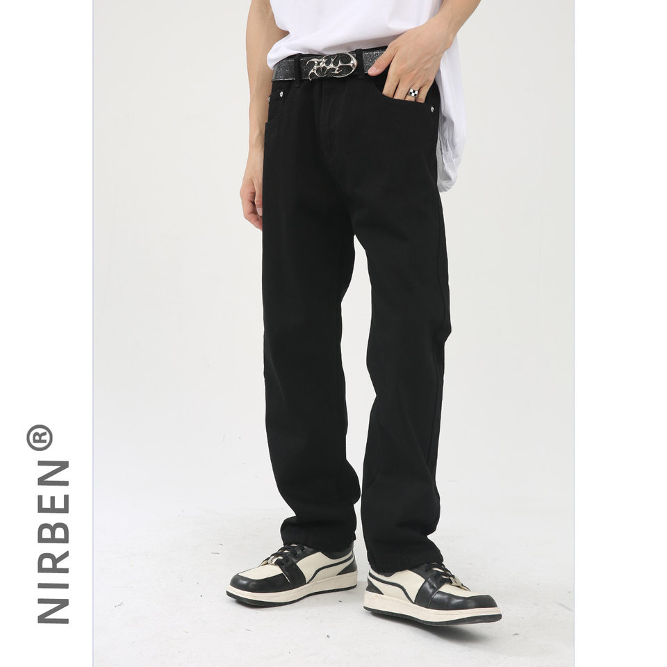 Quần jean nam ống thẳng lửng 9 tấc cạp vừa phong cách Hàn Quốc — Màu xám, Màu đen, Xanh denim, Xanh lam đậm
