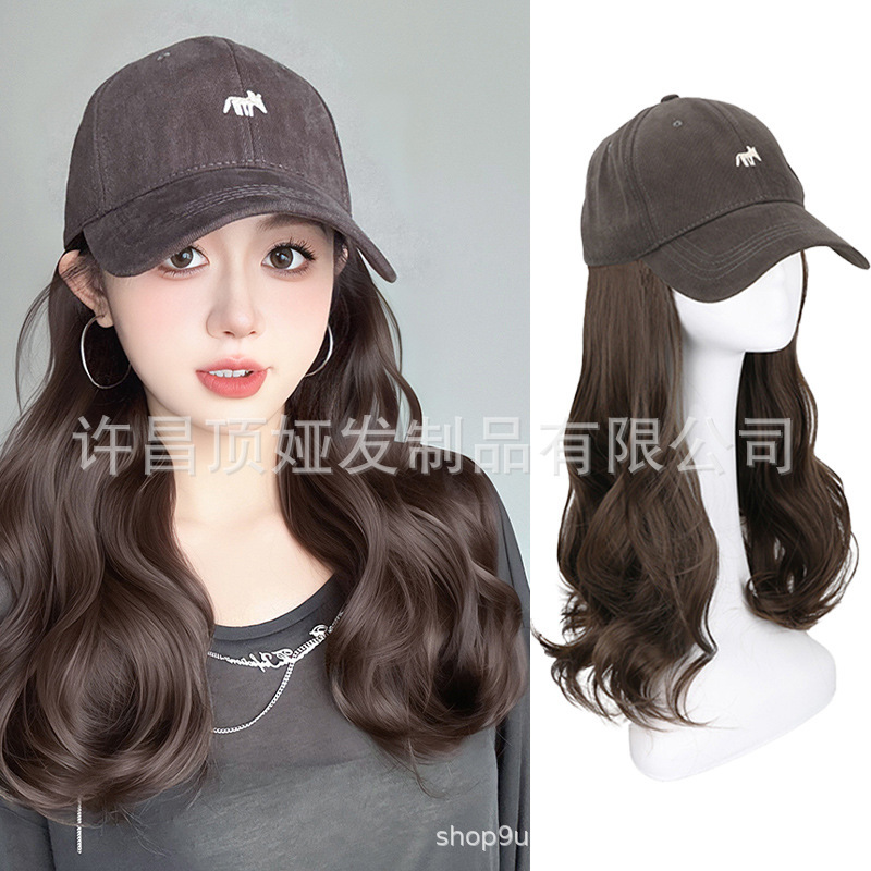 Hat Wig All-in-One Women's Summer New Fashionable Internet Popular Fox Duck Tongue Sunshade Baseball Cap Full Head Cover