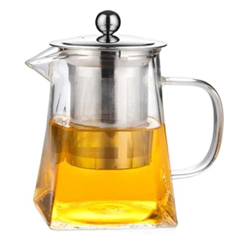 Juego completo de té de vidrio borosilicato y acero inoxidable, tetera con filtro, resistente a altas temperaturas, ideal para kung fu, venta al por mayor