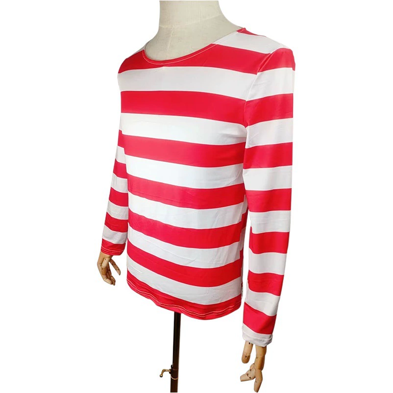 Костюм для косплея персонажа британского мультфильма "Умный Уолли" (или "Где Уолли"), накидка на Хэллоуин с красными полосками