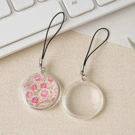 钥匙扣空壳空白圆形透明亚克力或塑料材质钥匙扣创意照片相框 可