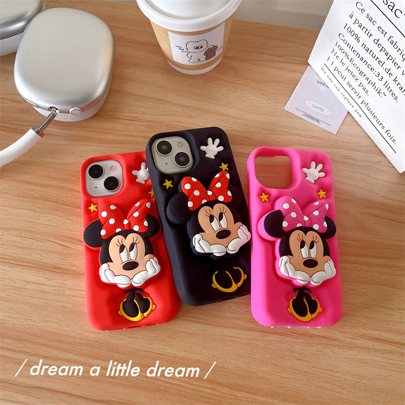 Cartoon Minnie Mouse Stand Case for iPhone 16 Plus, Apple 15 Pro Max, 11 Silicone, 14 Cartoon Minnie Mouse Stand Case for iPhone 16 Plus, Apple 15 Pro Max, 11 Silicone, 14
