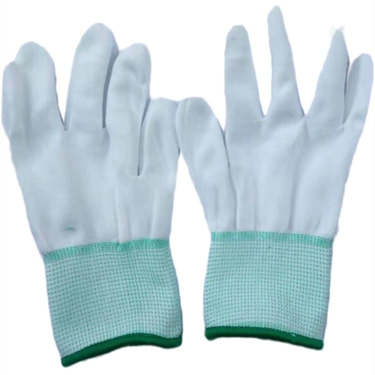 批发13针白绿人工边加厚尼龙线手套电子装配劳动干活劳保防护用品