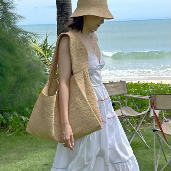 Summer New Tote High-end Rafi Grass Woven Casual Women's Bag Beach Vacation Fashion All-match Crossbody Bag