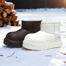 新品厚底简约厚底雪地靴女冬季新款保暖加绒增高轻便百搭休闲女鞋