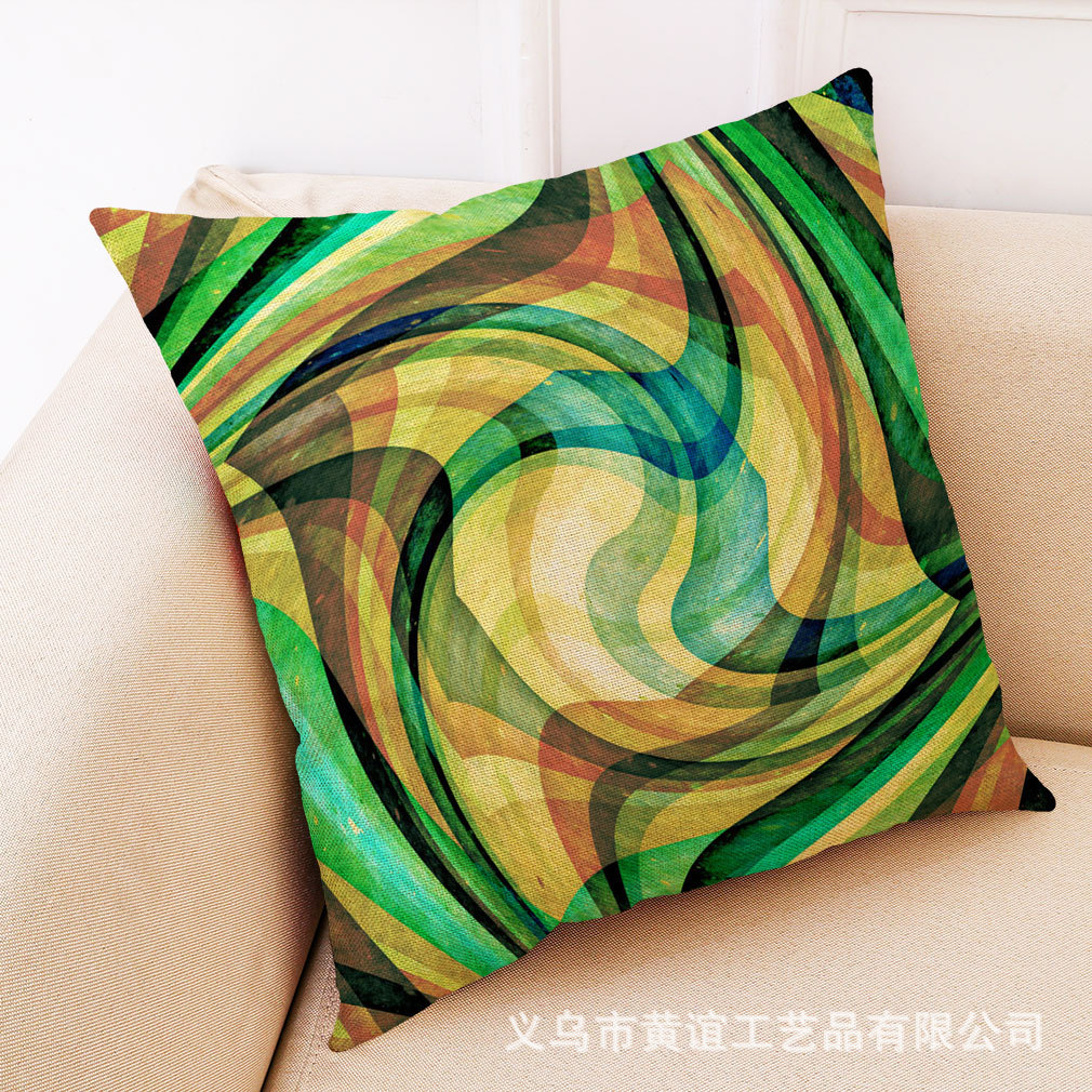 亚马逊 eBay 跨境抽象几何图案棉麻抱枕套 汽车靠垫 午睡抱枕靠垫