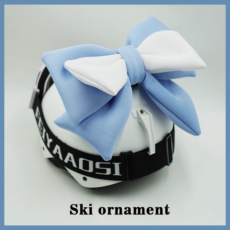 Fog Blue and White Double Layer Bow Motorcycle Detachable Riding Ski Helmet