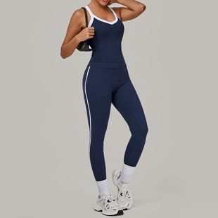 Contrast Color Hemming Sports Suit Women's Tight Nude Yoga Wear Sports Outdoor Fitness Suit 3230+4601