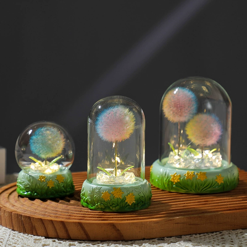 Ночник с вечным цветком одуванчика, креативный подарок на день рождения для девочек, прикроватная лампа, атмосфера, украшение для дома