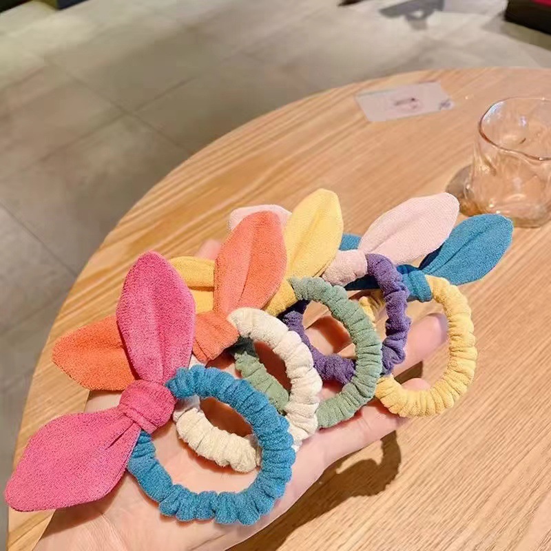 한국식 사슴 가죽 벨벳 토끼 귀 소장 머리 반지 어린이 말꼬리 상처 머리 머리 장식 고무 밴드 헤어 로프 소녀 액세서리 헤어 액세서리 헤어 액세서리