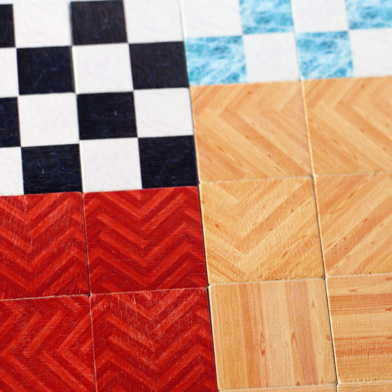 Dollhouse Dollhouse simulation wooden floor Ins imitation tile kitchen bathroom living room bedroom miniature decoration