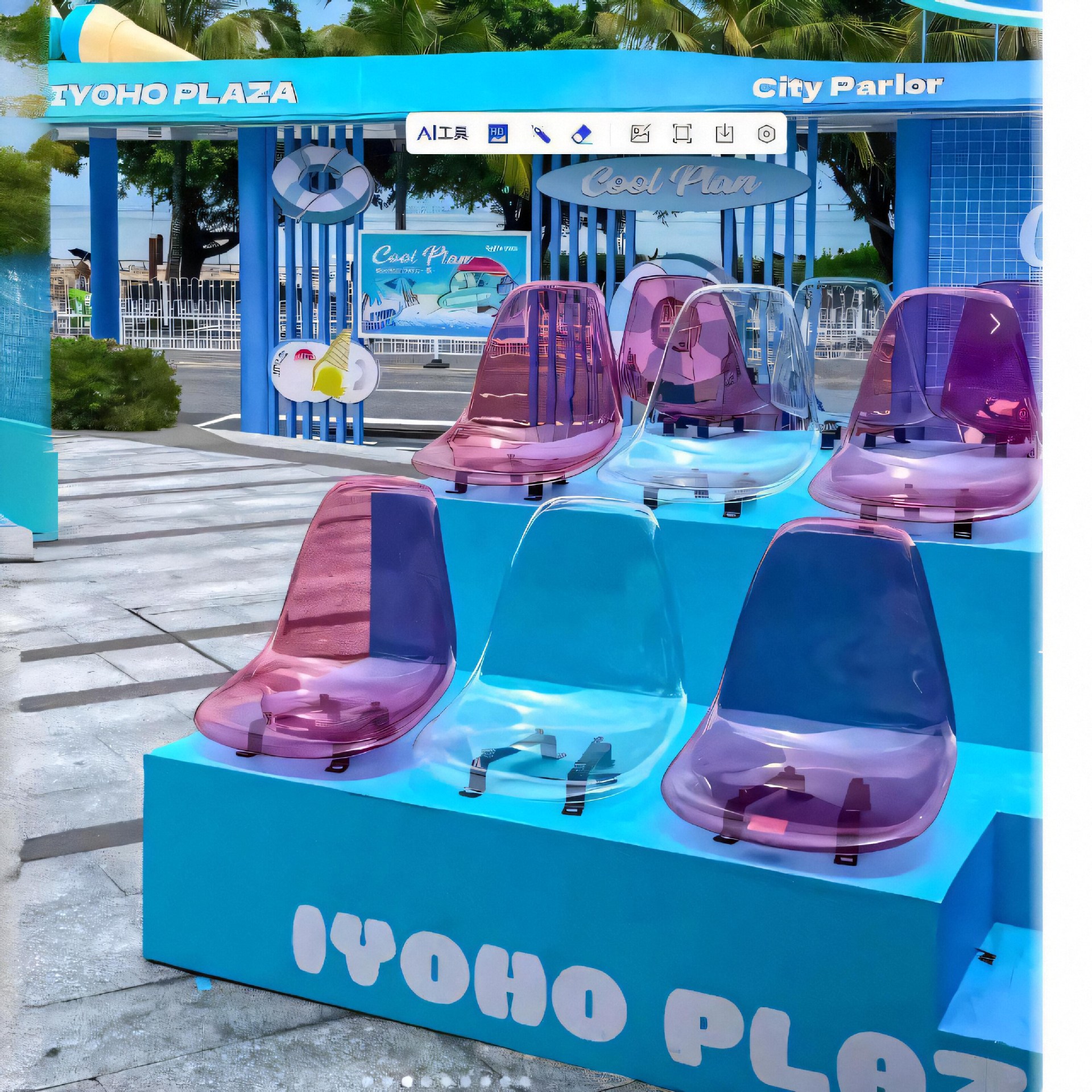 透明展示椅酒吧塑料椅面笑脸椅面台阶椅面大型超市坐椅座椅