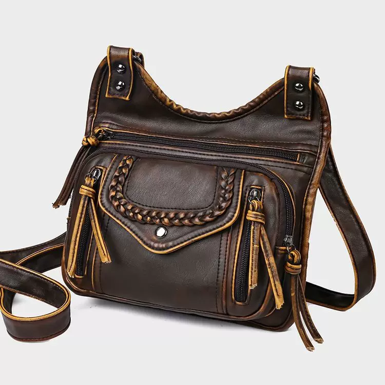 PU单肩包跨境新款包包女2025新款复古女包欧美水洗皮女士斜挎包