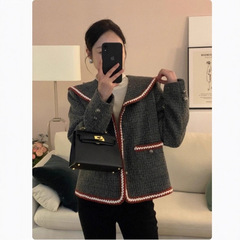 独特超好看减龄小香风富家千金灰色海军领外套女秋季新款2025爆款