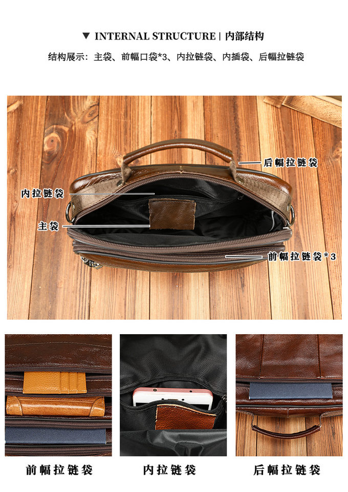 Túi đeo chéo nam Marlunet da bò thật kiểu ngang dung tích lớn, đựng được máy tính bảng 10 inch — Màu cà phê chi tiết 13