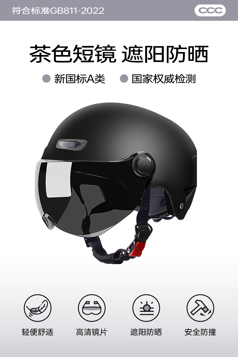 Auto Parts and Accessories, Universal 3C Certified - extreme-cool-black-sunscreen-short-visor-large-size-head-circumference-60-64cm