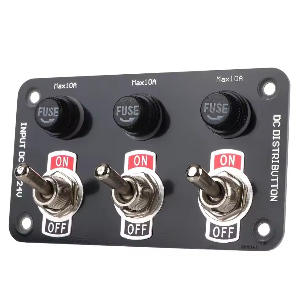 Car, Rv, and Boat Modification 3-Switch Panel Combination 12-24V with 10A Fuse Toggle Control Switch