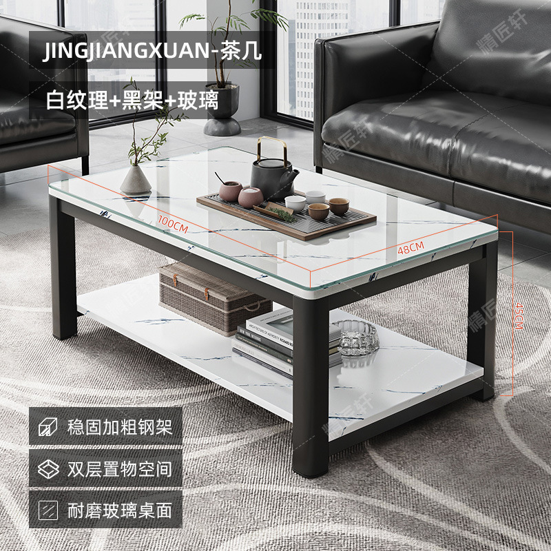 [40MM 두께의 강철 다리 업그레이드 유리 조리대] 100CM 흰색 질감 색상