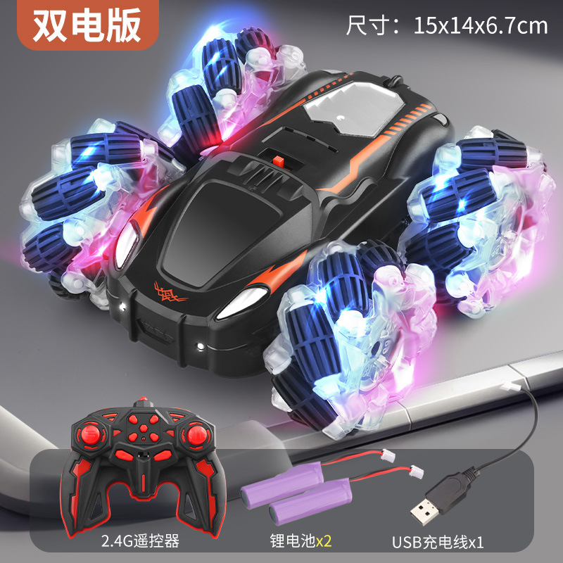 Coche de control remoto truco coche de doble cara juguetes para niños coche de control remoto recargable de alta velocidad juguetes para niños al por mayor transfronterizo