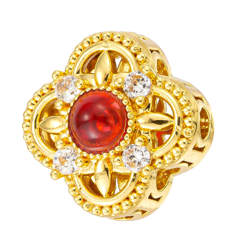 Antiguo método oro goteando aceite azul quemado colgante cuentas Dios de la riqueza atrapador de sueños flor cuentas de tambor accesorios de bricolaje joyería de transferencia