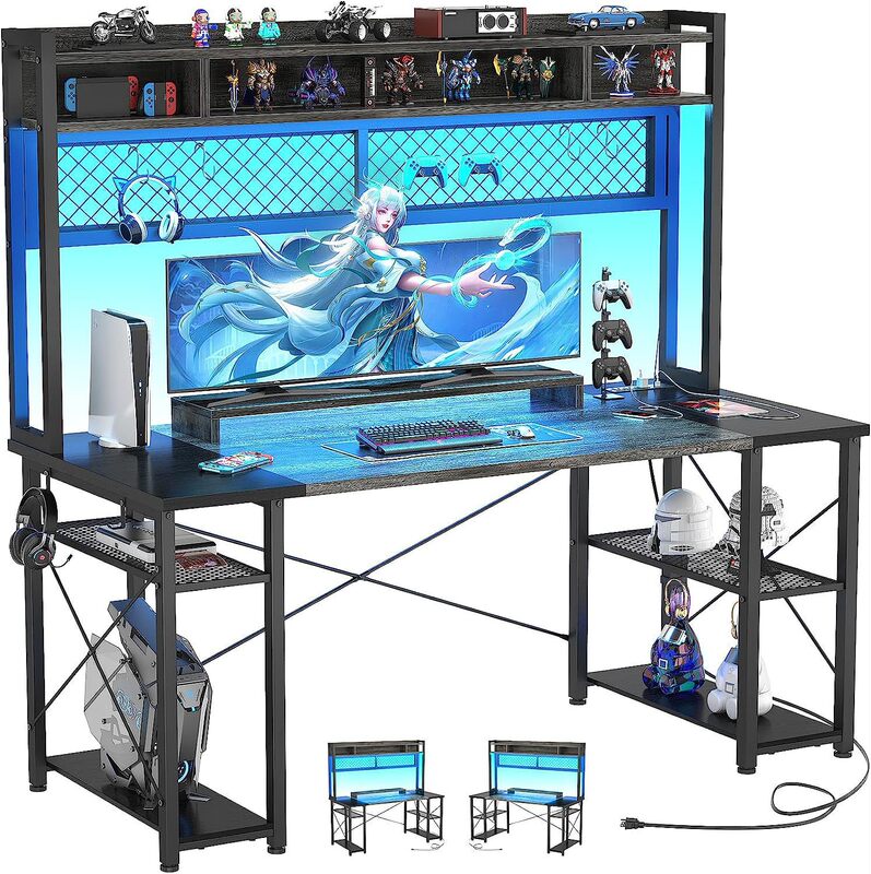 Cross-Border Customized Home Office Gaming Desk with Power Socket USB Port Popular L-Shaped Computer Desk E-Sports Desk