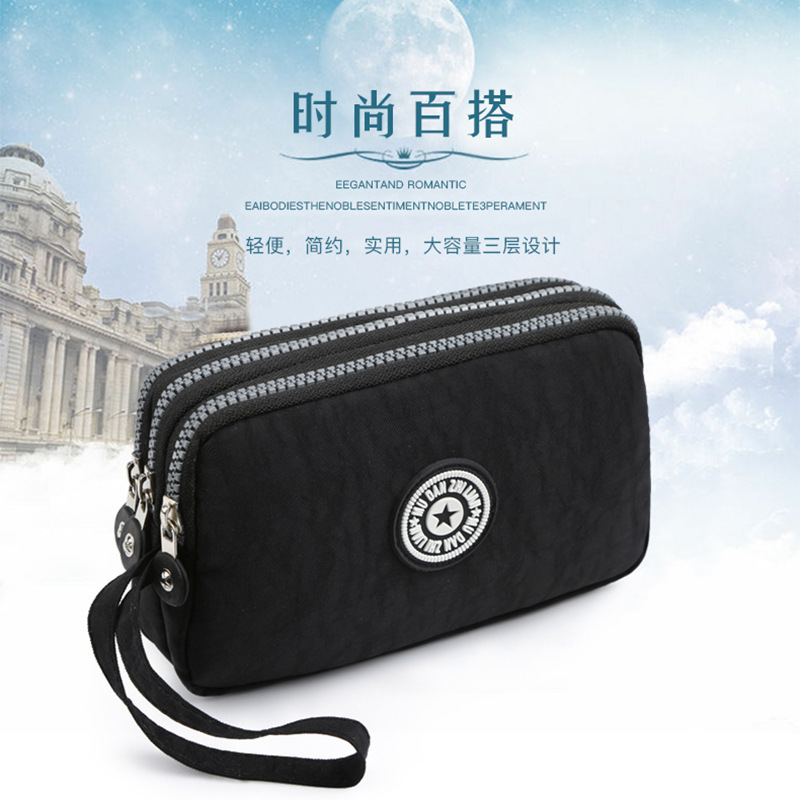 Clutch Bag for Women 2025 New Korean Style Coin Purse Large Capacity Three-Layer Zipper Long Mobile Phone Bag Clutch Wallet Bag