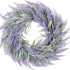 紫色仿真绿植薰衣草花环60cm门挂跨境墙壁家居装饰节日复活节装饰