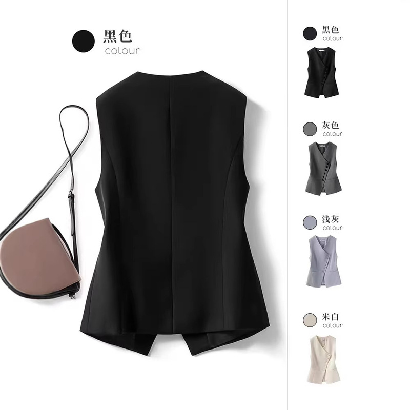 Slim-Fit Short Women's Vest, Spring and Autumn Style, 2026 New Model, Double-Breasted, Elegant Women's Outerwear Vest, New Style