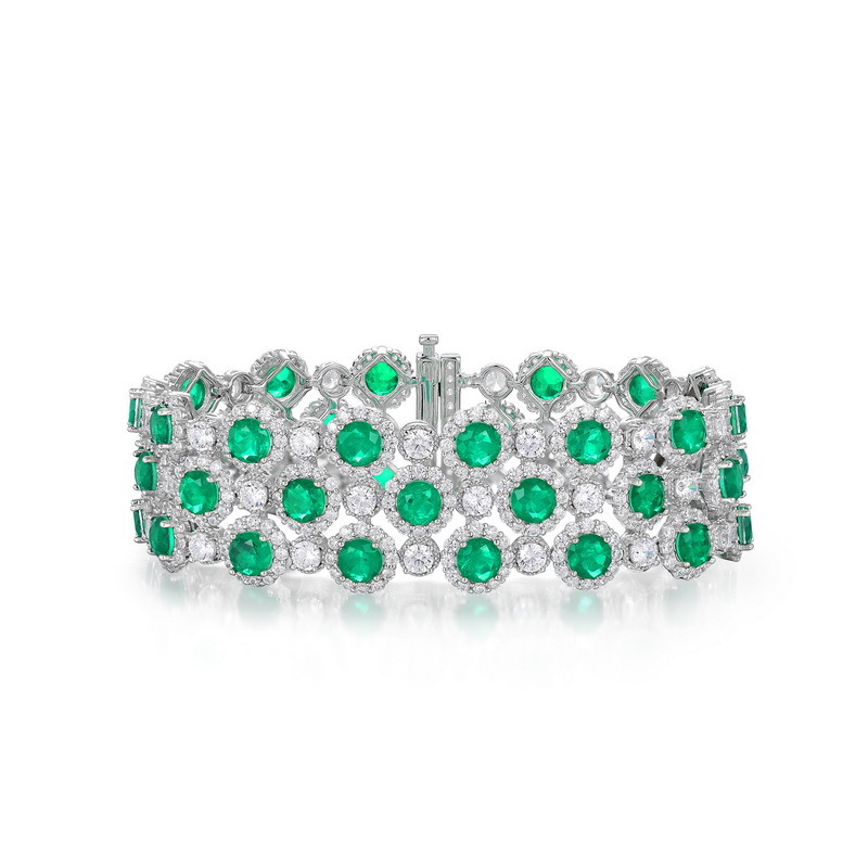 Pulsera de diamantes verde real de lujo ligero transfronterizo para mujer S925 con incrustaciones de plata para cultivar joyas de tesoros de color brillante en el cielo lleno de estrellas
