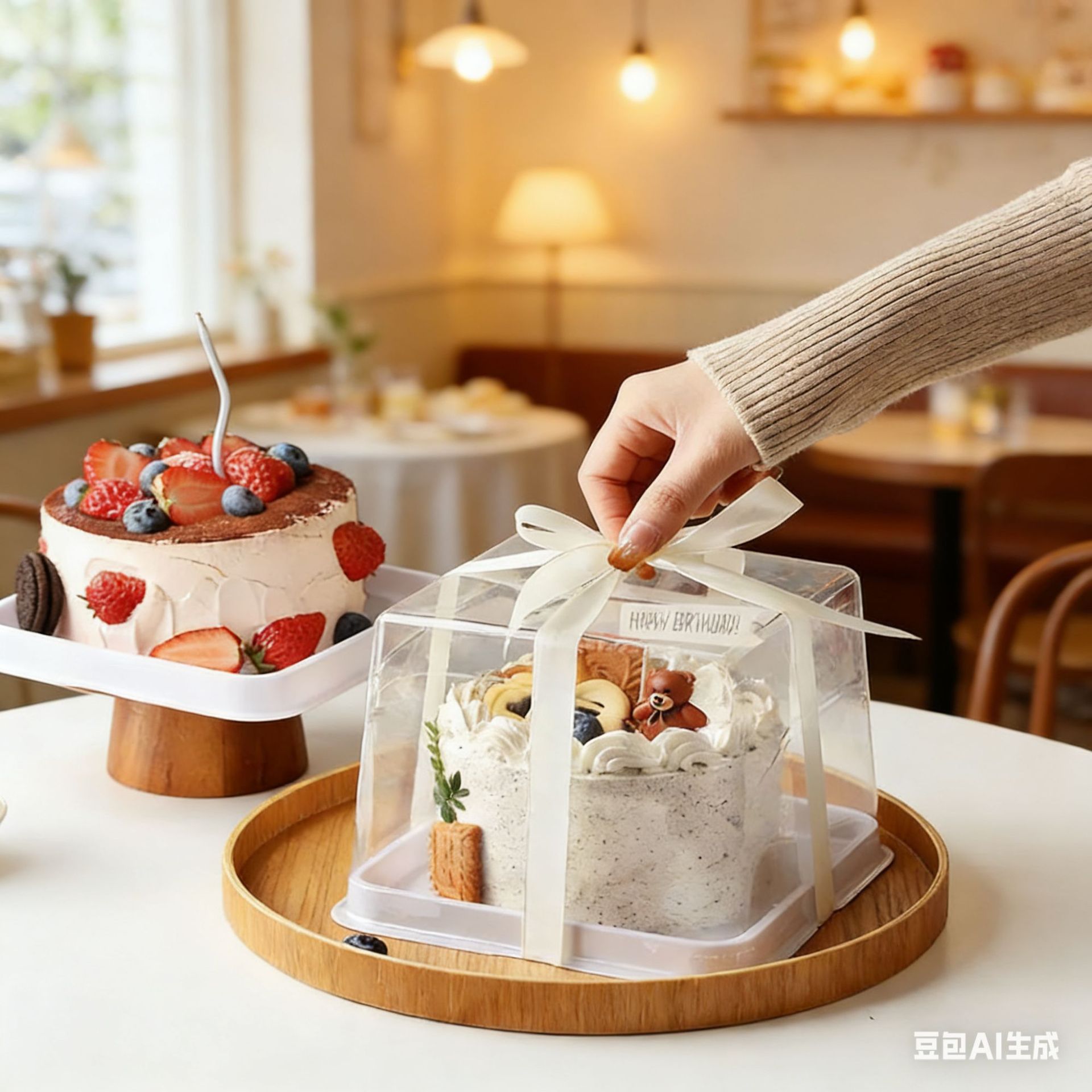 4寸蛋糕盒透明方形包装盒小四寸慕斯甜品切件巴斯克打包盒防雾