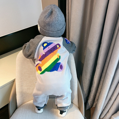 Baby Warmth Onesie, Toddler Long-Sleeve Pajama Top, Newborn Children Outer Wear, Fleece Lined, Thick Outing Crawling Suit, Spring, Autumn, Winter