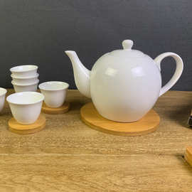 陶瓷logo礼盒水壶茶具花茶欧式白色家用瓷器茶壶茶杯礼品整套商务