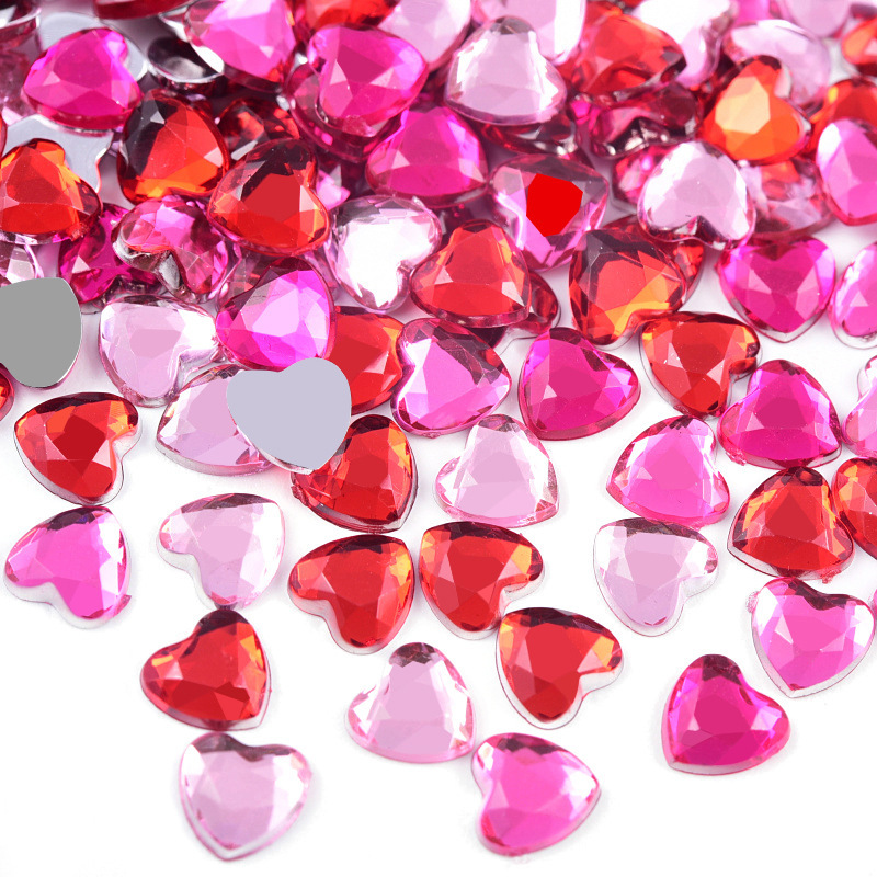 Heart-shaped acrylic flat diamond toy headdress crafts sticking Diamond DIY jewelry accessories peach heart nail drill Rhinestone