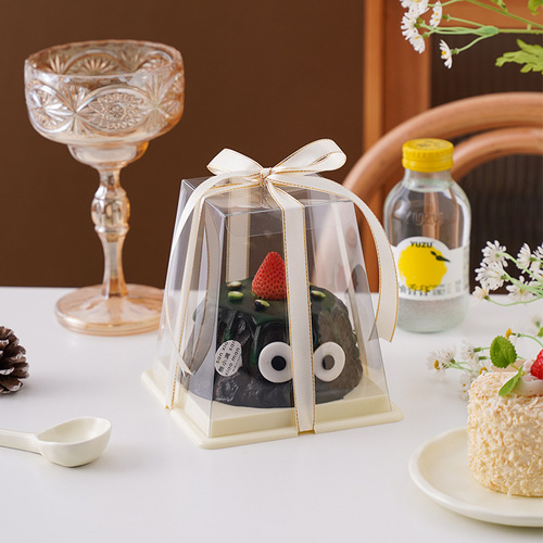 New transparent 3/4/5/6 inch heightened transparent box volcano shaped birthday cake box Western pastry baking box