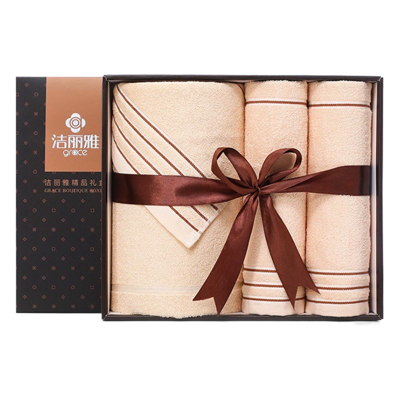Jieliya 7378 Подарочная коробка из трех частей из чистого хлопка для банного полотенца Подарочная коробка с вышитым логотипом Jieliya 7378 Подарочная коробка для банных полотенец Jieliya 7378