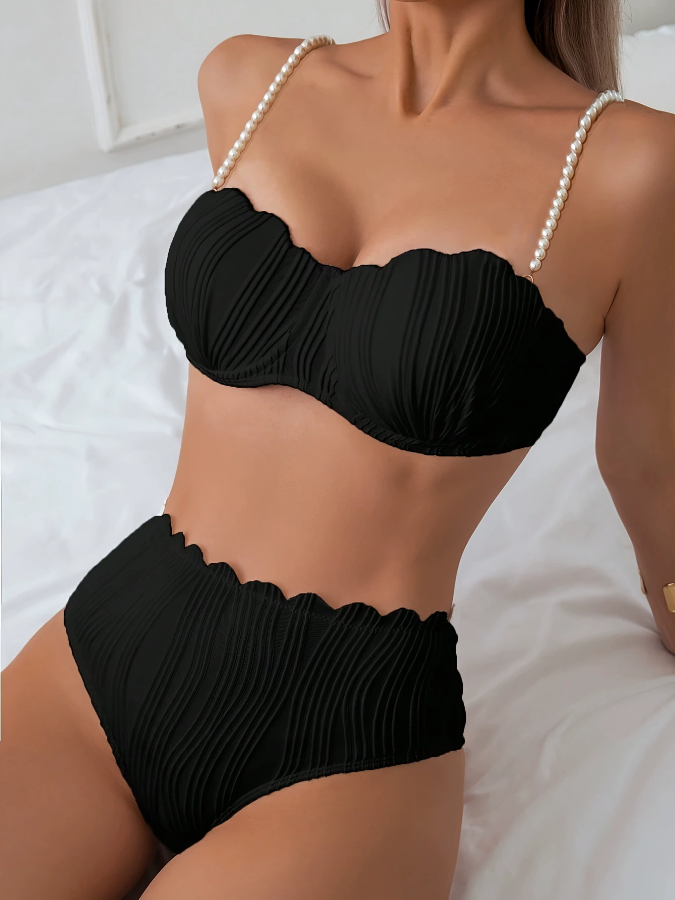 2025 новые женские модные брюки с жемчужными подтяжками для пляжа, отдыха и вечеринок, кросс-граничная доставка