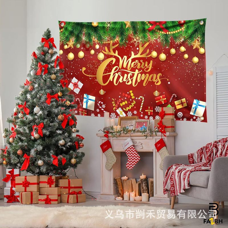 クロスボーダー新しいクリスマスバナーフェスティバルパーティー装飾ドアカーテンパーティー吊り旗クリスマスカプレット工場|undefined