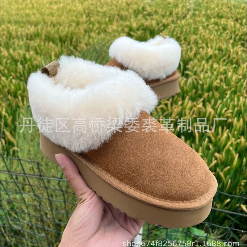 2025 New Thickened Cowhide Thick-Soled Snow Boots with Plush Wool Mouth Slip-On Cotton Boots Tatzler Snow Cotton