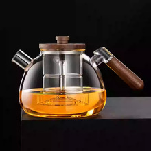 大容量玻璃耐高温蒸煮一体茶壶胡桃木煮茶器电陶炉专用养生壶茶炉