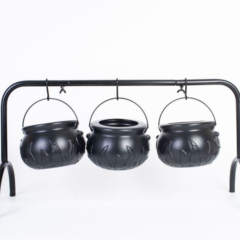 ハロウィンパーティーの装飾魔女バケツ 3 缶ホルダー鉄フレームキャンディバッグ装飾品小道具キャンディバケツボックス|undefined