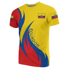 2025起爆金エクアドール国旗3dプリントスポーツウェア男女スポーツ半袖夏カジュアルゆるいtシャツ