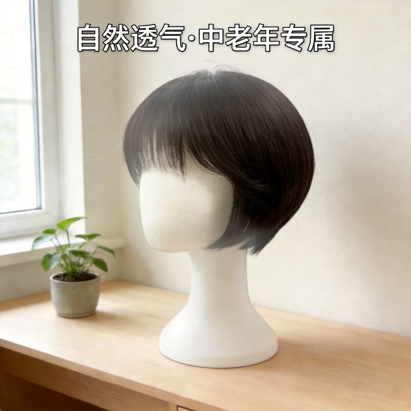 Medical Wig Made of Real Human Hair, Full Headpiece, Hand-Woven Smooth Braided Hair for Middle-Aged and Elderly Mothers, Xuchang Middle-Aged and Elderly Wig Medical Wig Made of Real Human Hair, Full Headpiece, Hand-Woven Smooth Braided Hair for Middle-Aged and Elderly Mothers, Xuchang Middle-Aged and Elderly Wig