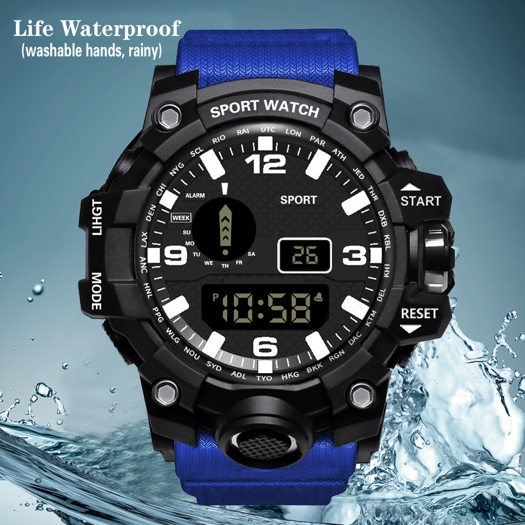 Large dial waterproof sports Korean version fashion simple trend electronic watch casual junior high school male students electronic watch