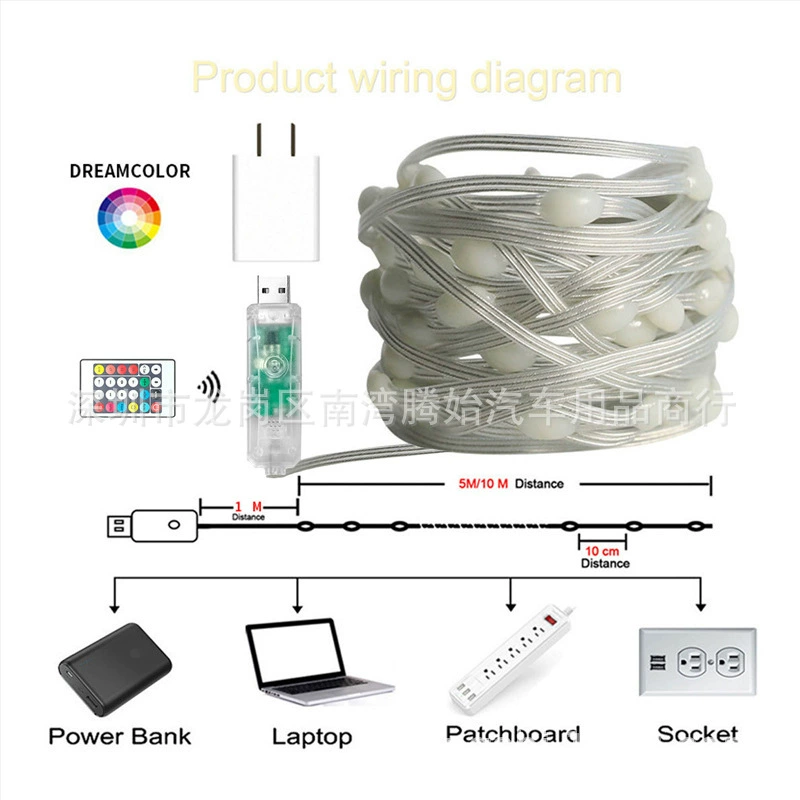 Призрачный цветной кожаный провод светильник для штор APP с точечным управлением bluetooth шарик шарик струнные огни RGB