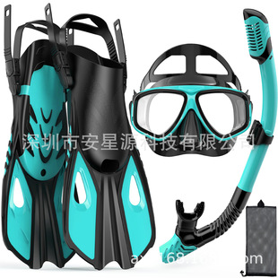 Cross-Border Snorkeling Sambo 4-in-1 Diving Goggles + Snorkel + Fins + Mesh Bag Adjustable Fins for Swimming Adults
