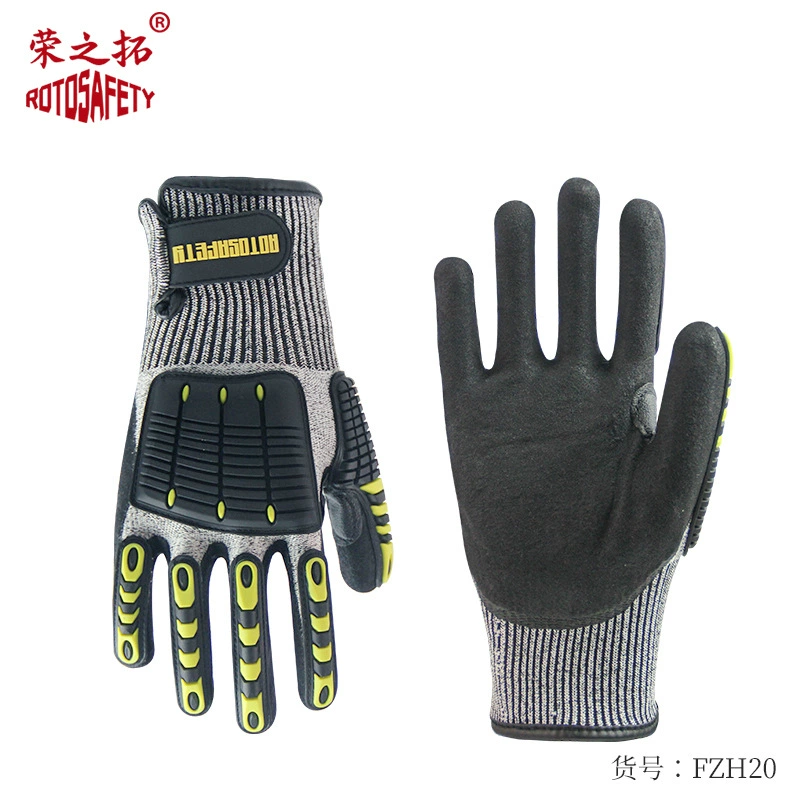 FZH20 Rongzituo механические противоударные перчатки пять уровней противорезания TPR Сейсмическая противоударная противоударная противопожарная техника Ремонт