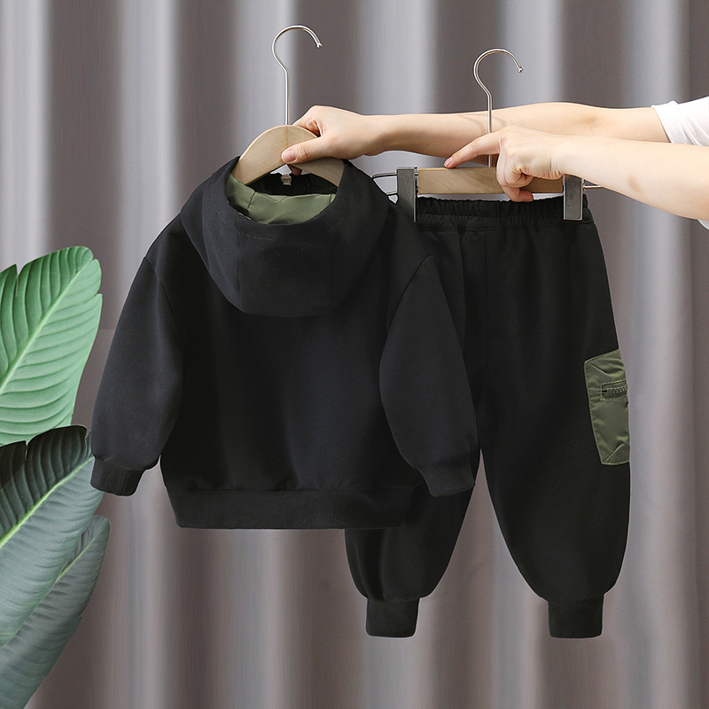 6079 traje de suéter para niños ropa de primavera y otoño con capucha 2024 nueva ropa para niños ropa casual de otoño para niños guapos